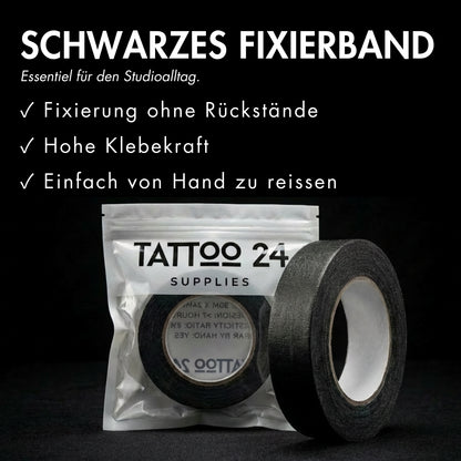 Black Tape Rolle 5m x 24mm Tattoosupplies24  Fixierband schwarz